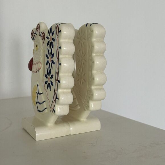 Vintage Hand Painted Napkin Holder Rooster Chicken Letter Farmhouse Cottage - Picture 5 of 6